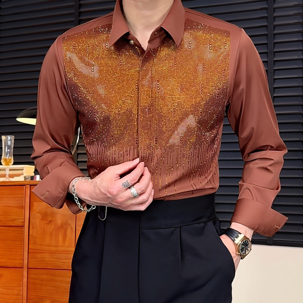 Rhinestone-studded Business Shirt