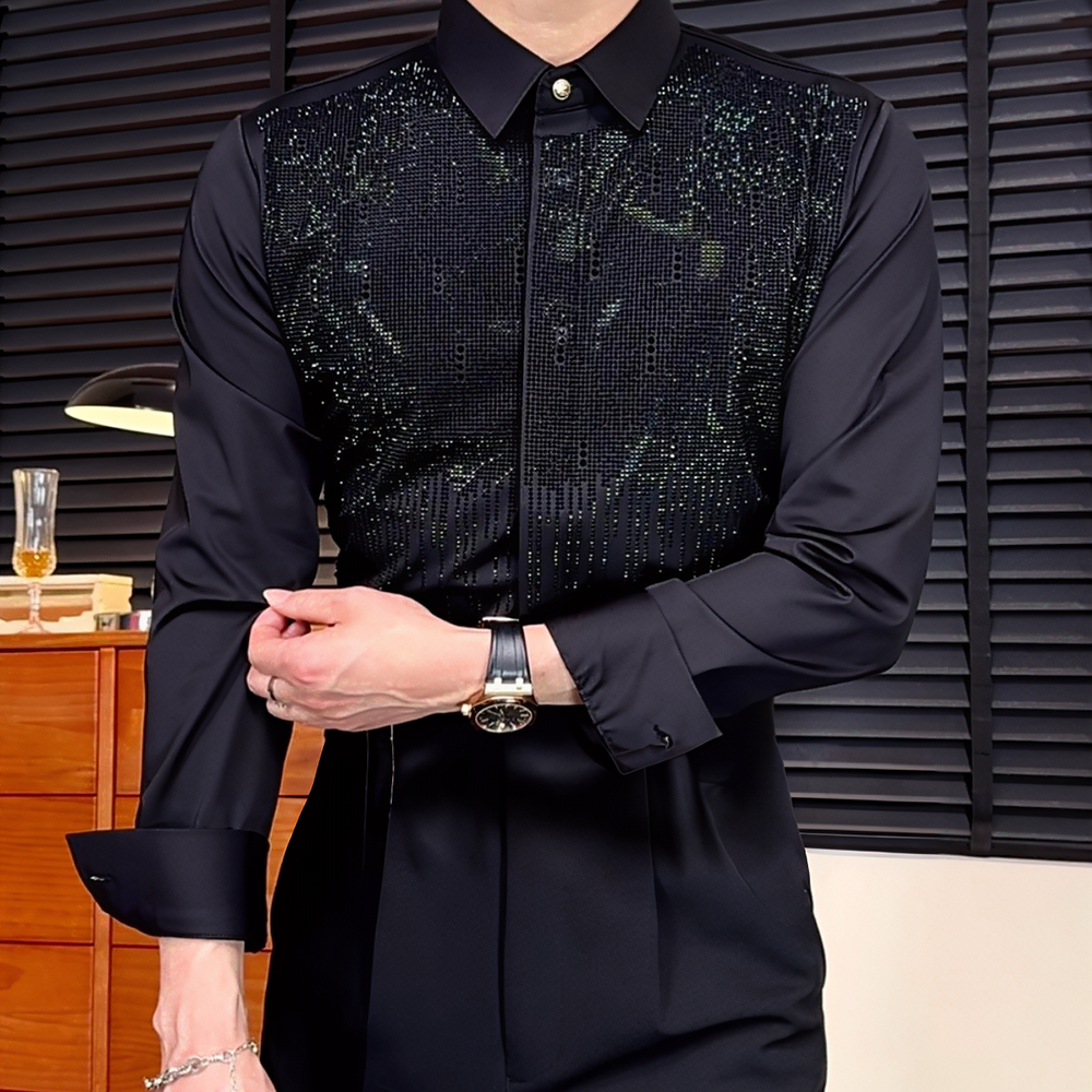 Rhinestone-studded Business Shirt