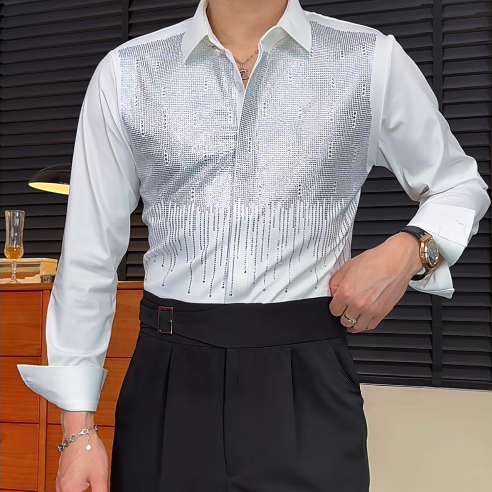 Rhinestone-studded Business Shirt