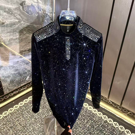 Crisp Velvet Star Pattern Top