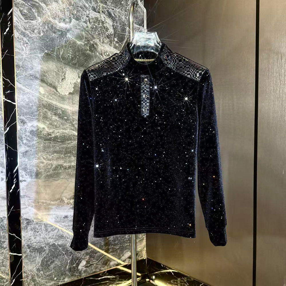 Crisp Velvet Star Pattern Top