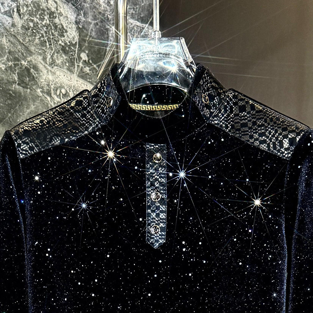 Crisp Velvet Star Pattern Top