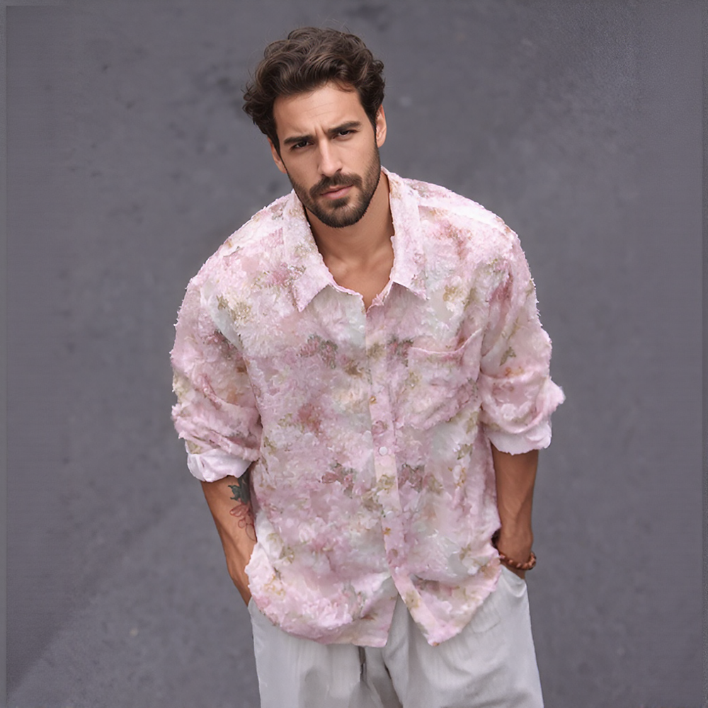 Spring Pink Floral Tassel Shirt
