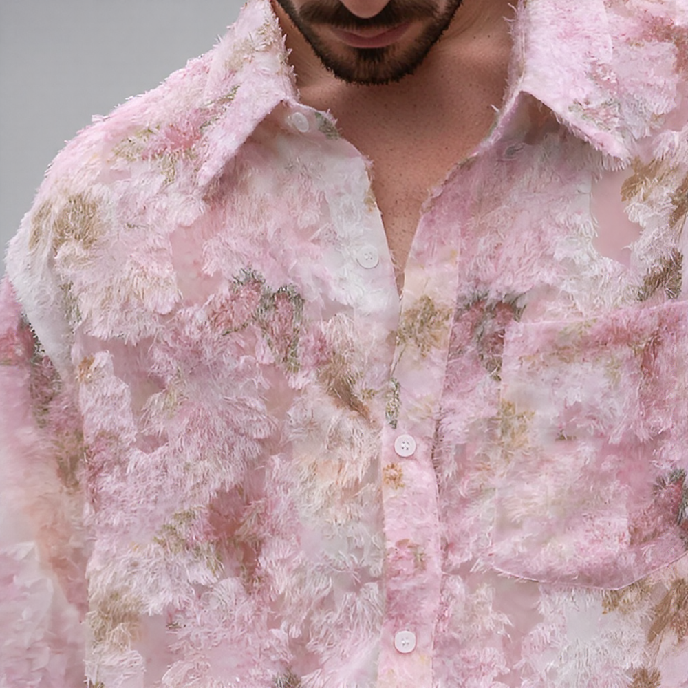 Spring Pink Floral Tassel Shirt