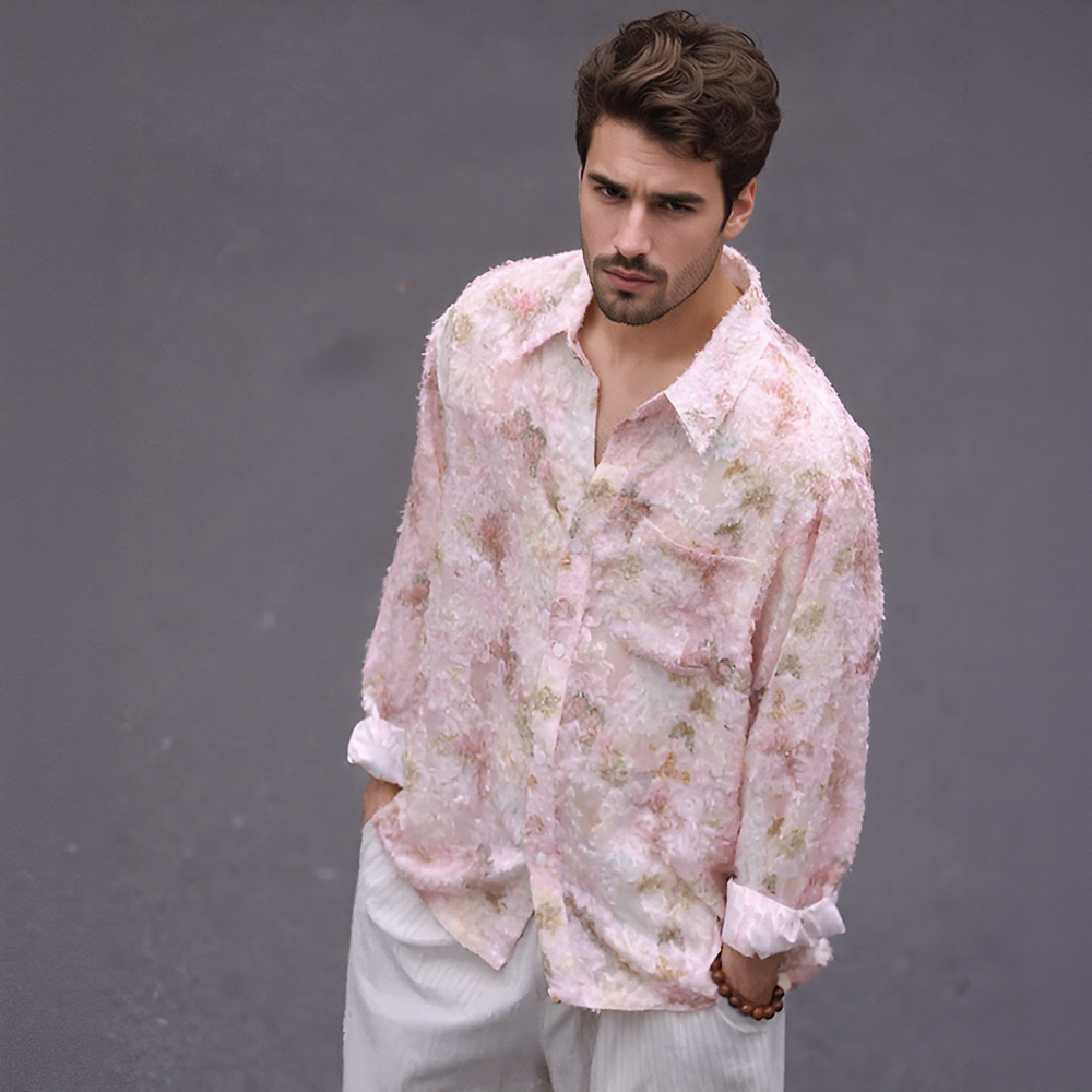 Spring Pink Floral Tassel Shirt