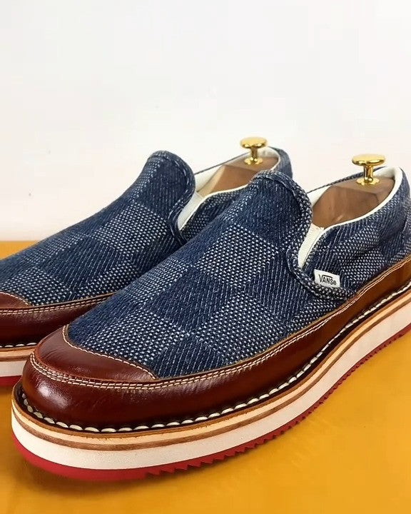 Denim Leather Patchwork Casual Loafers