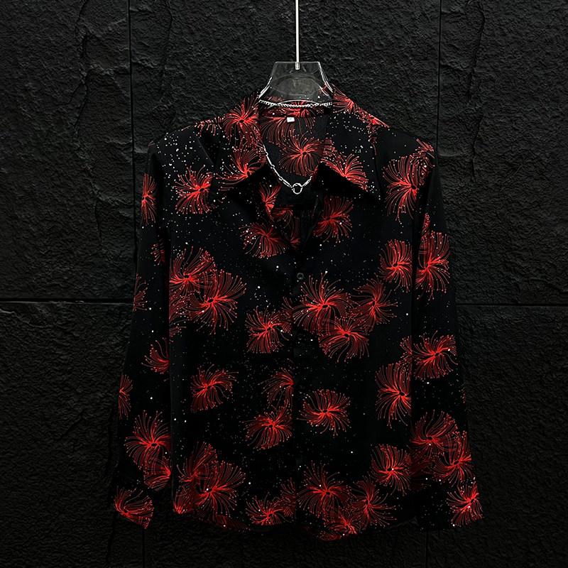 Firework Print Relaxed Fit Casual Long Sleeve Shirt