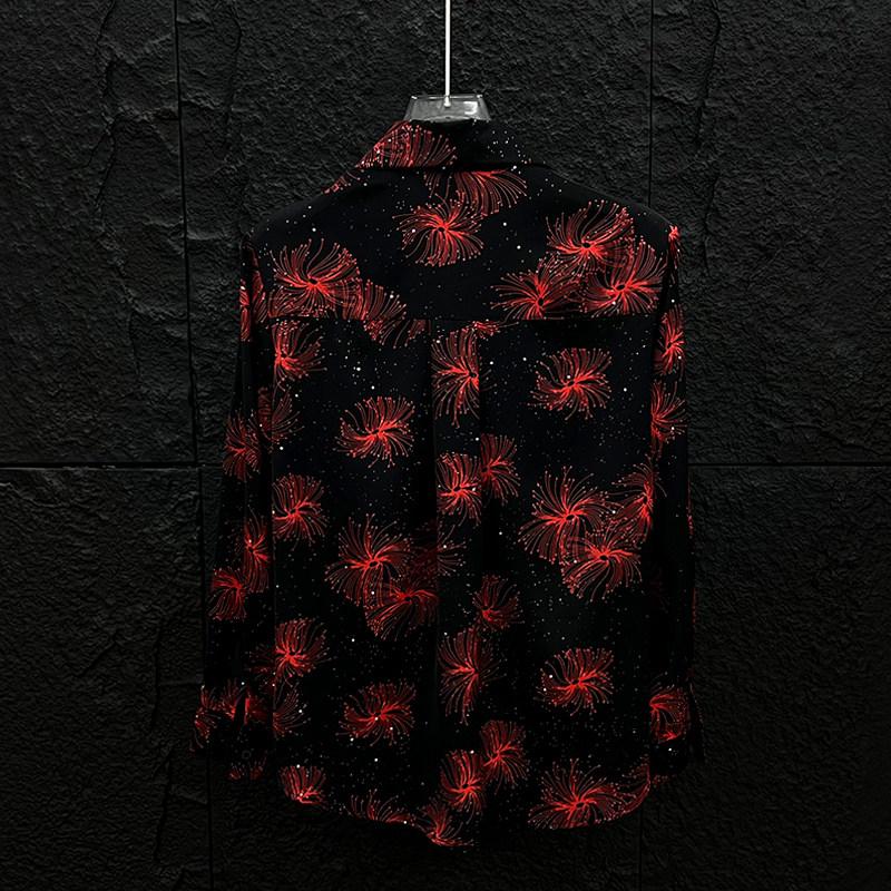 Firework Print Relaxed Fit Casual Long Sleeve Shirt