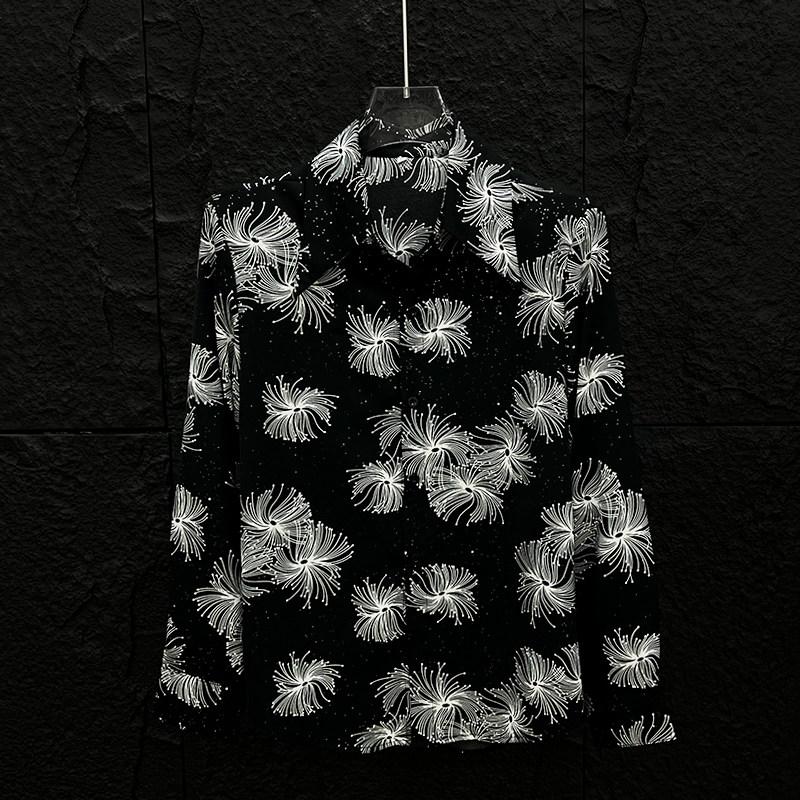 Firework Print Relaxed Fit Casual Long Sleeve Shirt