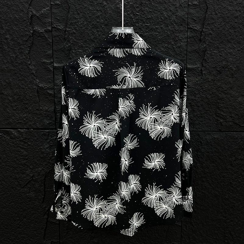 Firework Print Relaxed Fit Casual Long Sleeve Shirt