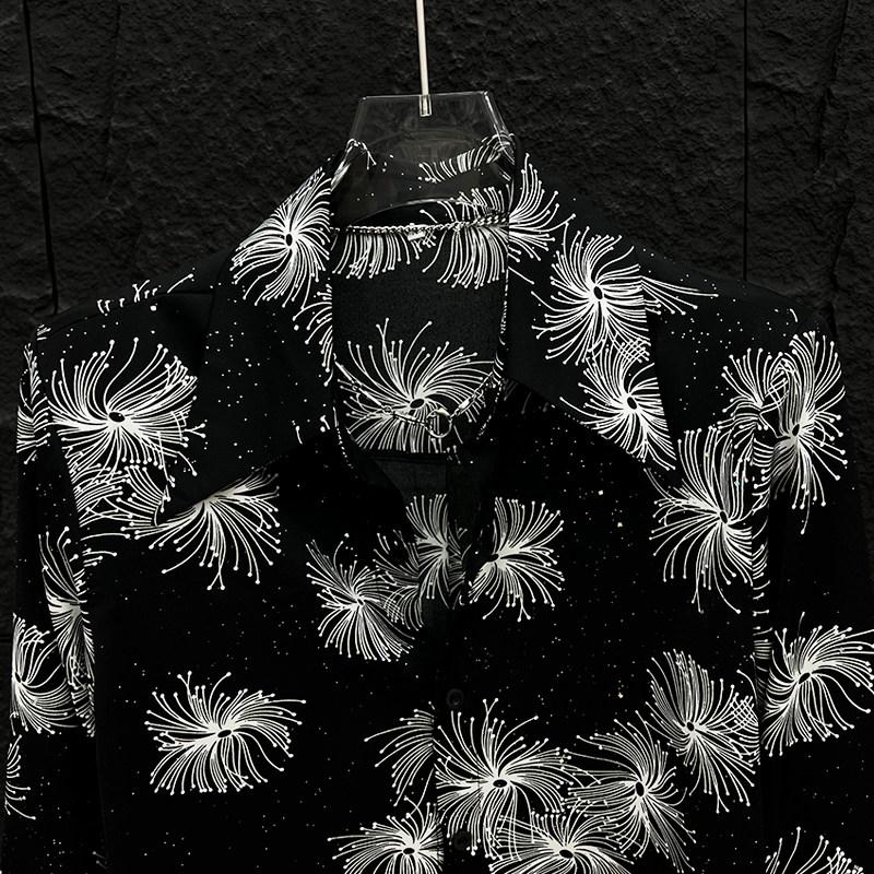 Firework Print Relaxed Fit Casual Long Sleeve Shirt