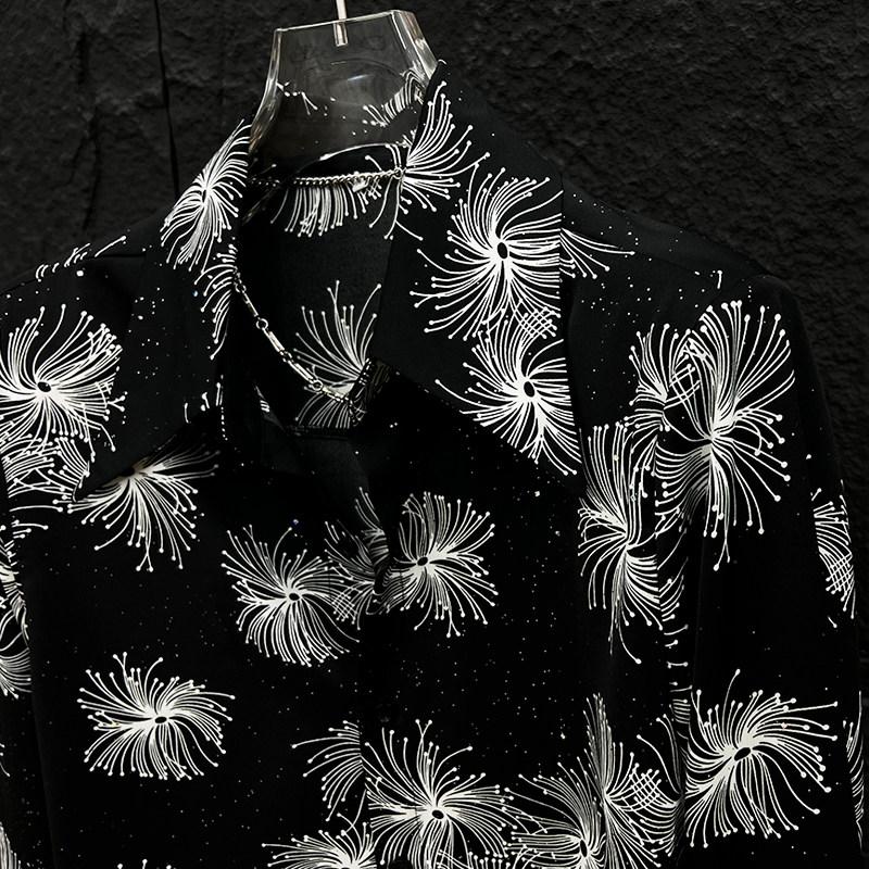Firework Print Relaxed Fit Casual Long Sleeve Shirt