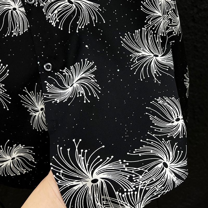 Firework Print Relaxed Fit Casual Long Sleeve Shirt