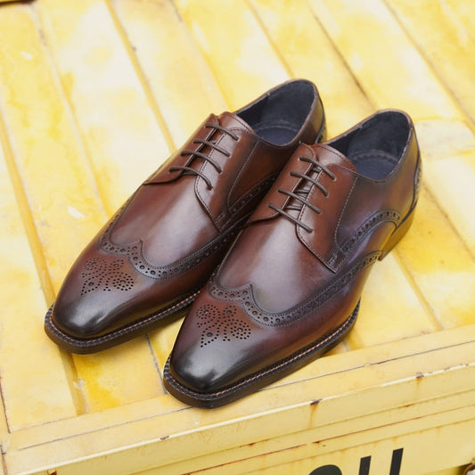 Men's Brown Brogue Derby Shoes