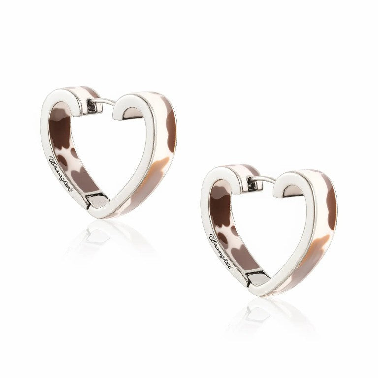 Western Cow Embossed Gold-Plated Heart Earrings