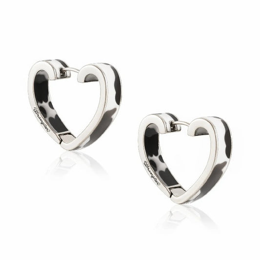 Western Cow Embossed Gold-Plated Heart Earrings