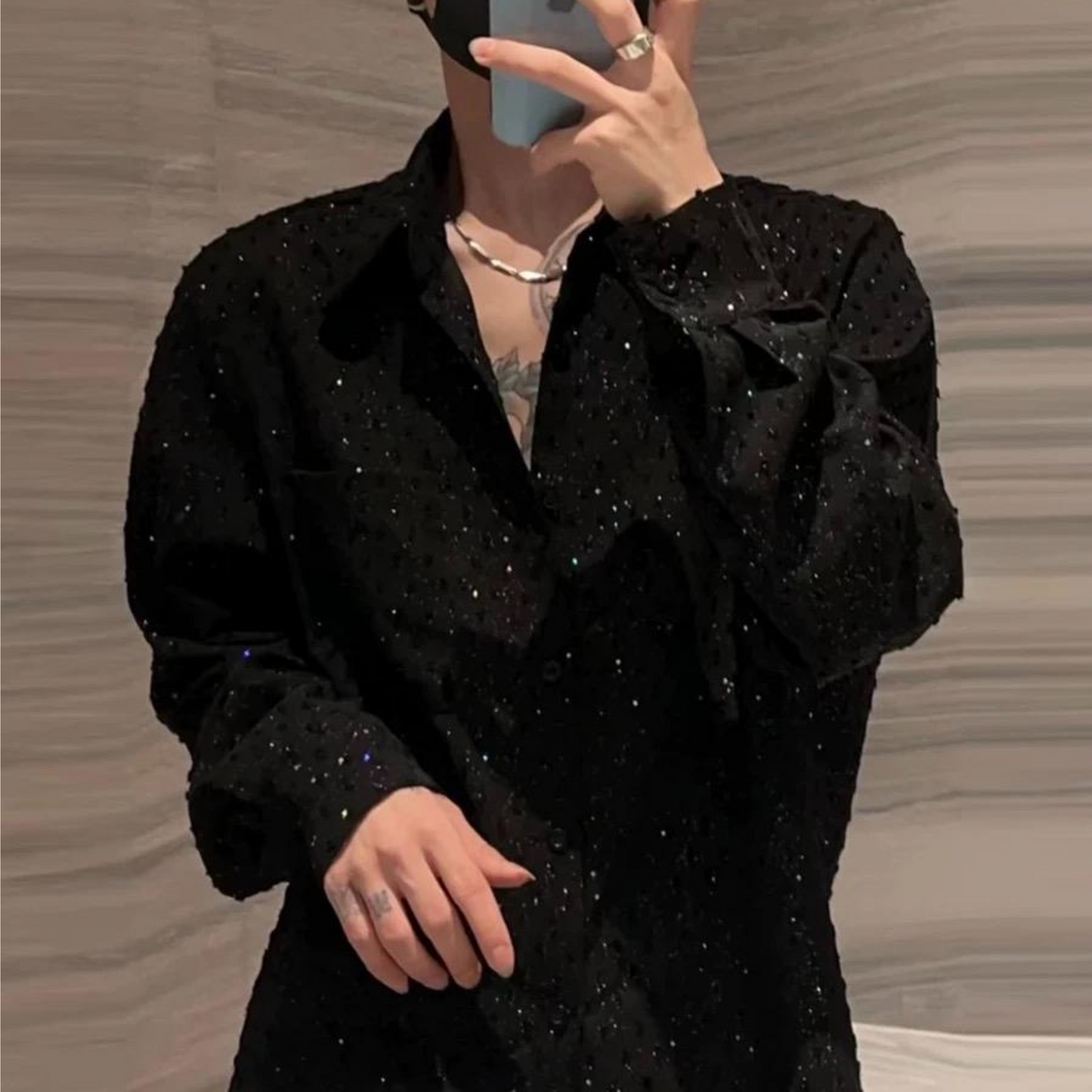 New Spring & Fall Starry Print Long Sleeve Shirt