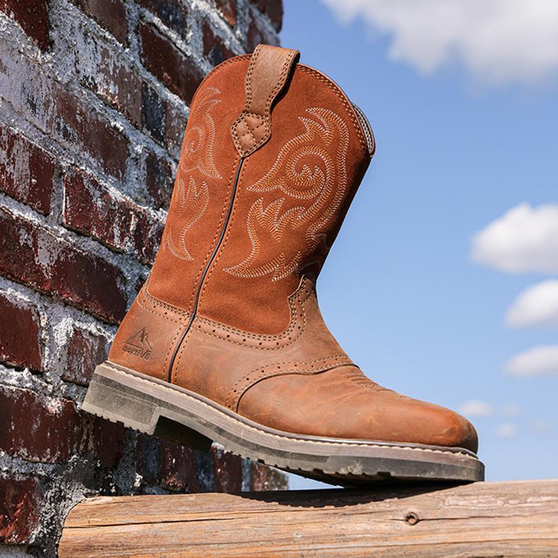 Western Square Toe Leather Work Boots