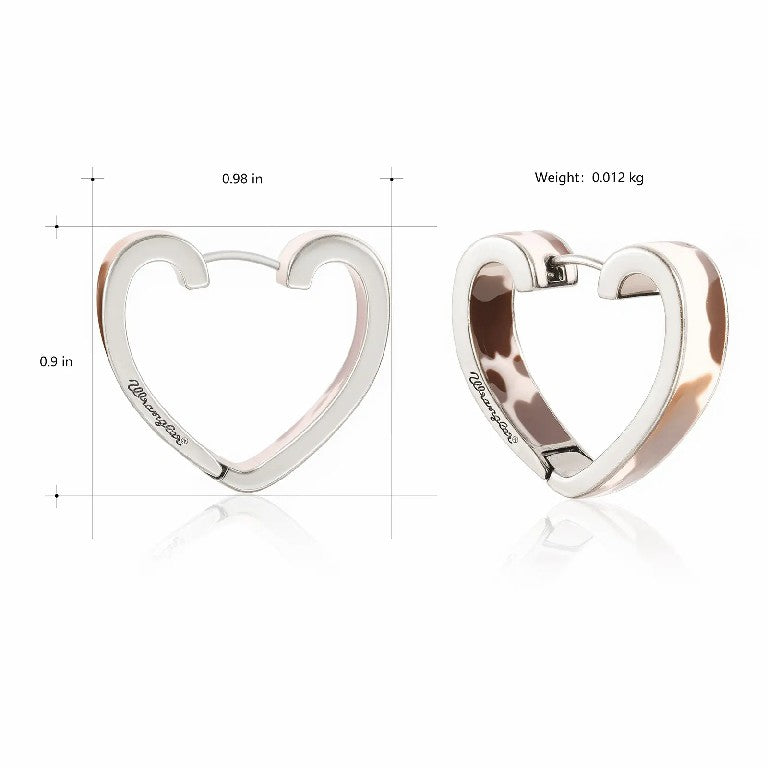 Western Cow Embossed Gold-Plated Heart Earrings