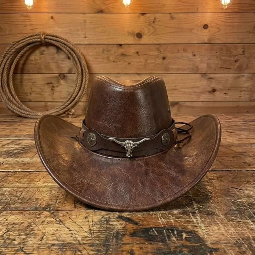 Ranch Hand Authentic Full-Grain Leather Cowboy Hat