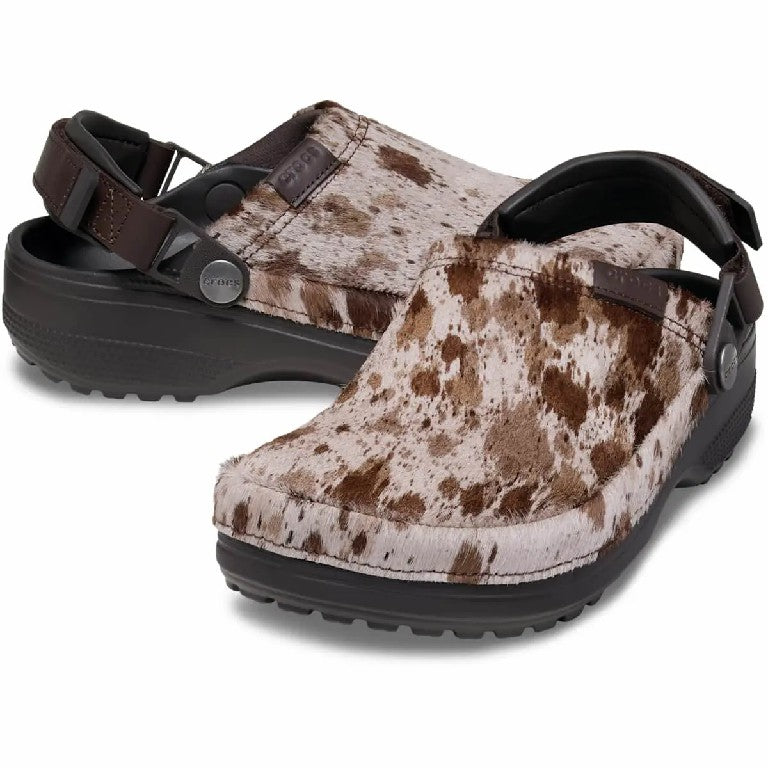 Adult Crafted Pony Hair Animal Print Clogs