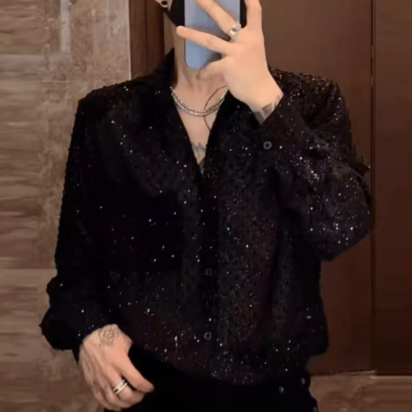 New Spring & Fall Starry Print Long Sleeve Shirt