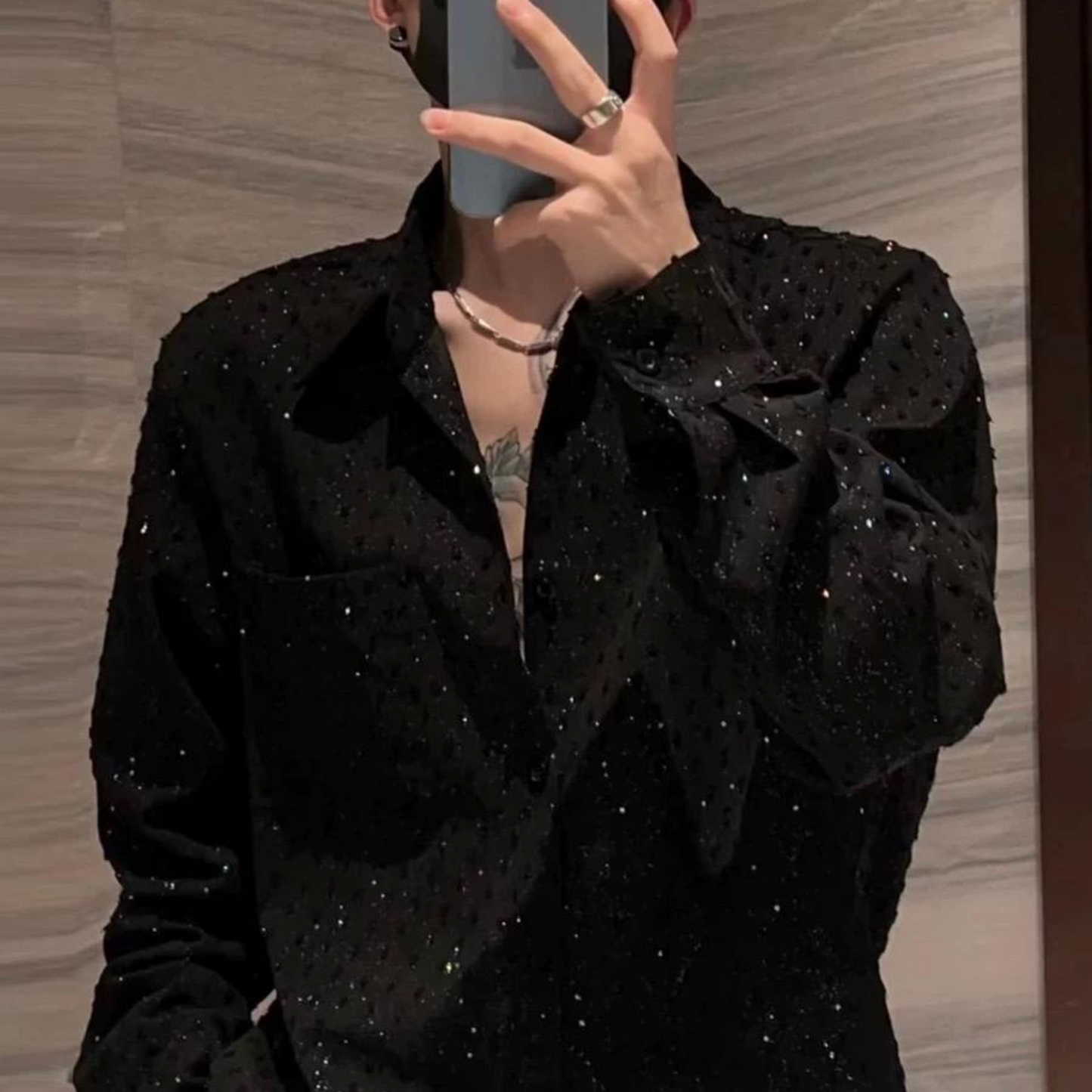 New Spring & Fall Starry Print Long Sleeve Shirt
